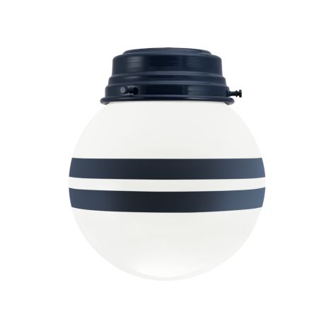 Round Flush Mount, 705-Navy, Opaque Glass, Two Painted Band, 705-Navy