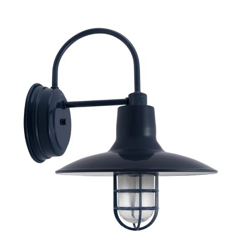 14" Dominion Sconce, 705-Navy, CGG-Standard Cast Guard, RIB-Ribbed Glass
