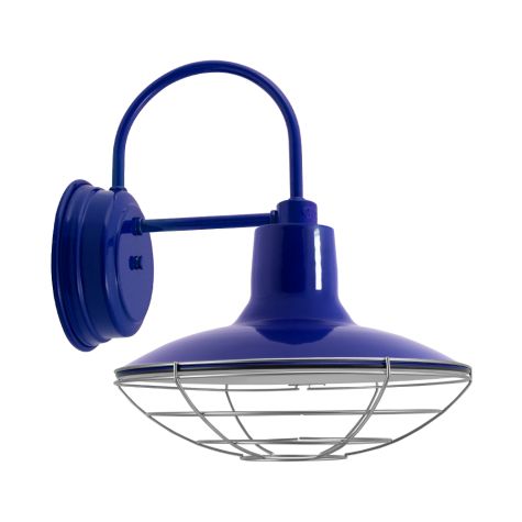 14" Dominion Sconce, 710-Cobalt Blue, Wire Cage, 975-Galvanized