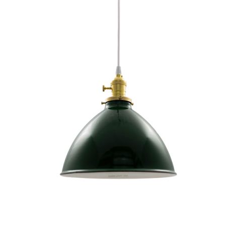 8" Gladstone, 350-Porcelain Vintage Green, Brass Socket with Knob Switch, SWH-Standard White Cord