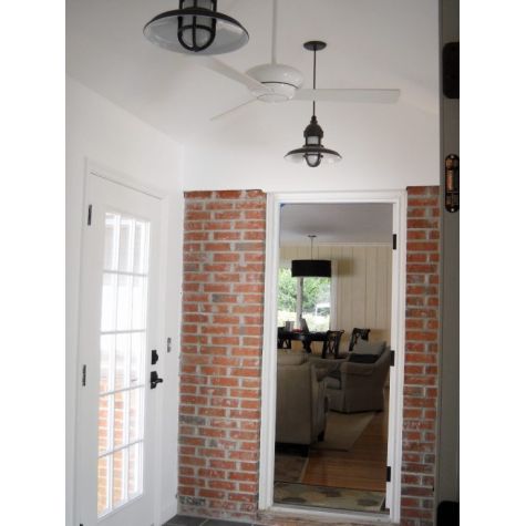(2) 12” Brisbane, No Cap,  600-Bronze, FST-Frosted Glass, SBW-Standard Black Cord | Photo Courtesy of Homeowner