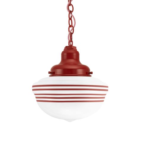 Acorn Chain Hung, 400-Barn Red, Opaque Glass, Five Painted Band, 400-Barn Red, Mounting in 400-Barn Red, CRZ-Red Chevron Cord