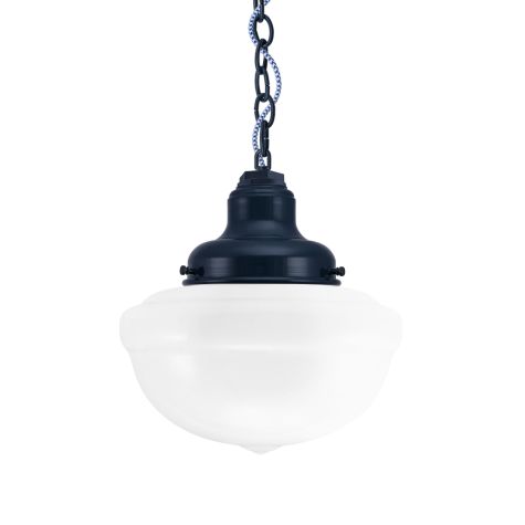 Acorn Chain Hung, 705-Navy, Opaque Glass, No Stripe, Mounting in 705-Navy, CSUW-Blue & White Cloth Cord