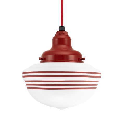 Acorn Pendant, 400-Barn Red, Opaque Glass, Five Painted Band, 400-Barn Red, CSR-Red Cloth Cord