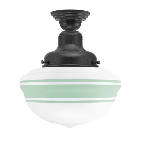 Acorn Semi-Flush, 805-Charcoal Granite, Opaque Glass, Three Painted Band, 311-Jadite