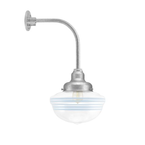 Acorn Gooseneck, 975-Galvanized, Clear Glass, Five Painted Band, 715-Delphite, G12 Gooseneck Arm, 975-Galvanized, Shown with 1890 Edison Bulb