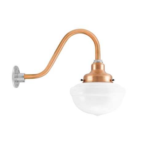 Acorn Gooseneck, 995-Natural Raw Copper, Opaque Glass, No Painted Band, G15 Gooseneck Arm, 995-Natural Raw Copper