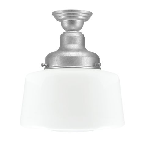 m Semi-Flush, 975-Galvanized, Opaque Glass, No Stripe