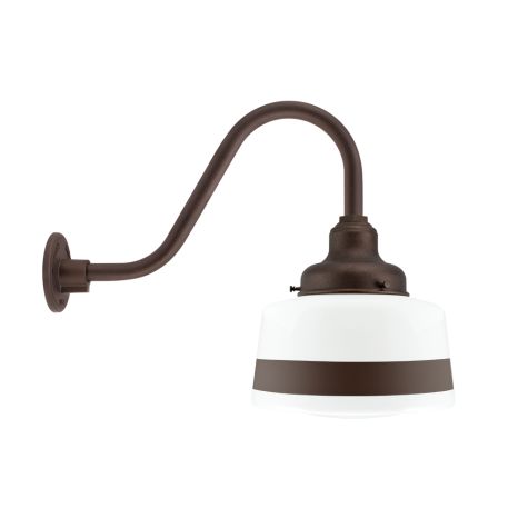 Drum Gooseneck, 615-Oil-Rubbed Bronze, Opaque Glass, Single Painted Band, 601-Chocolate, G15 Gooseneck Arm, 615-Oil-Rubbed Bronze