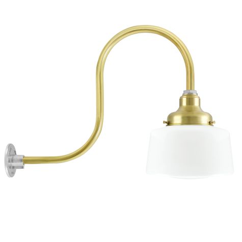 Drum Gooseneck, 997-Natural Raw Brass, Opaque Glass, No Painted Band, G32 Gooseneck Arm, 997-Natural Raw Brass