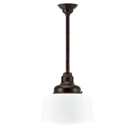 Drum Stem Mount, 999-Natural Oil-Rubbed Copper, Opaque Glass, No Stripe, Mounting in 999-Natural Oil-Rubbed Copper