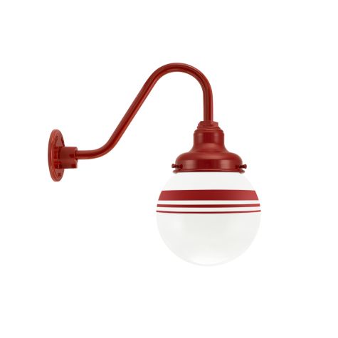 Round Gooseneck, 400-Barn Red, Opaque Glass, Three Painted Band, 400-Barn Red, G26 Gooseneck Arm, 400-Barn Red