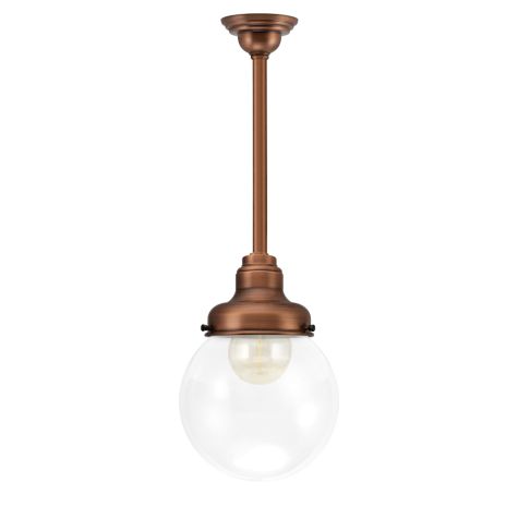 Round Stem Mount, 996-Natural Weathered Copper, Clear Globe, No Painted Band, Mounting in 996-Natural Weathered Bulb, Shown with G30 Bulb