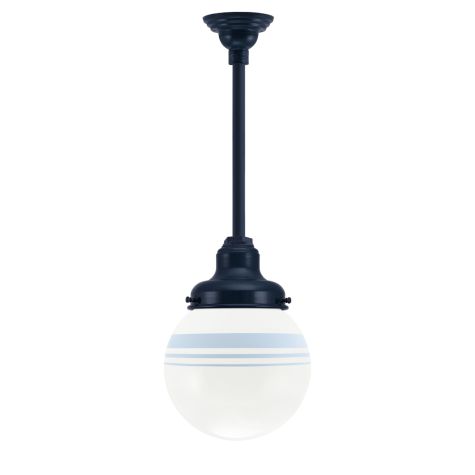 Round Stem Mount, 705-Navy, Opaque Glass, Three Painted Band, 715-Delphite Blue, Mounting in 705-Navy