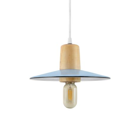 10" Shade in 765-Porcelain Delphite, Maple Wood, SWH-Standard White Cord (Shown with LED T14 120 Lumen Bulb)