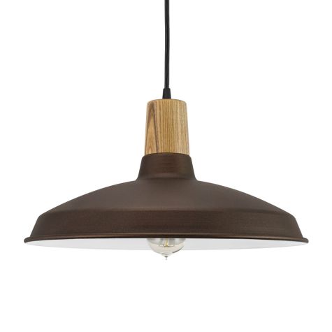 16" Shade in 615-Oil-Rubbed Bronze, Ash Wood, SBK-Standard Black Cord, Shown with Edison 1910 Era Bulb