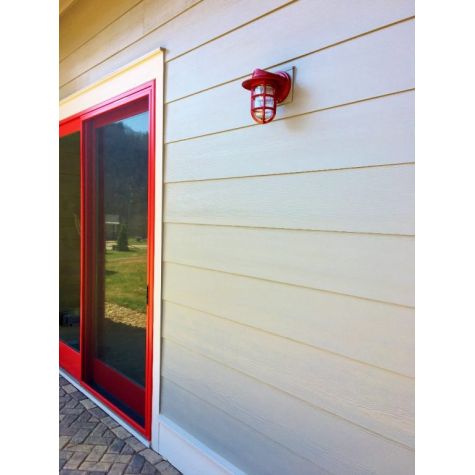 Industrial Static Sconce, 400-Barn Red, FS-Flared Shade, TGG-Heavy Duty Guard, RIB-Ribbed Glass | Photo Courtesy of Homeowner