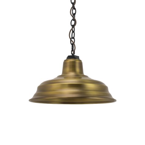 13" Bomber LED, 998-Natural Weathered Brass, Mounting in 100-Black, CSBB-Black & Brown Chevron Cord