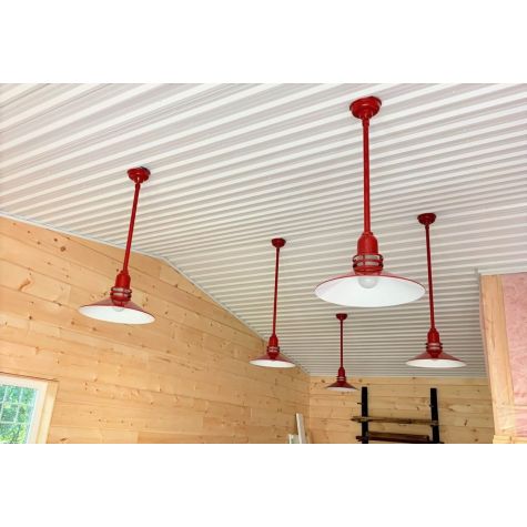 18” Cherokee Stem Mount, 400-Barn Red, FST-Frosted Glass, Hang Straight Canopy | Photo Courtesy of Henry Waszczuk