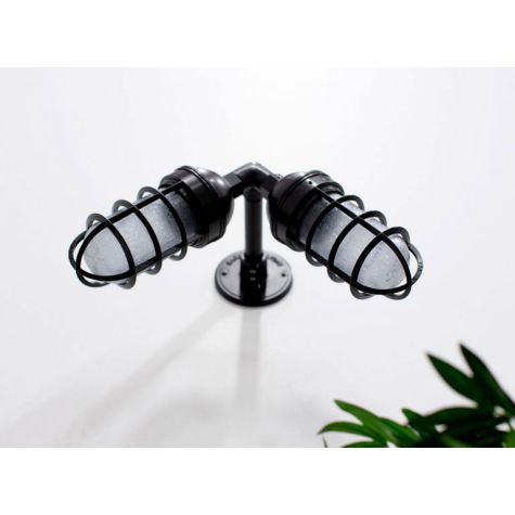 Atomic Topless Dual Sconce, 100-Black, CGG-Standard Cast Guard
