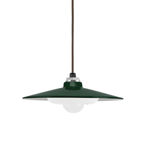12" Conoco LED, 300-Dark Green, CSBB-Black & Brown Cloth Cord, Domed Lens