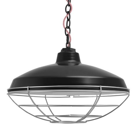16" Marathon LED, 100-Black, Wire Cage, 975-Galvanized, CRZ-Red Chevron Cord
