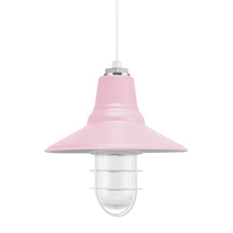 12" Aero Nautical LED, 480-Blush Pink, WGG-Wire Guard, 200-White, RIB-Ribbed Glass, SWH-Standard White Cord