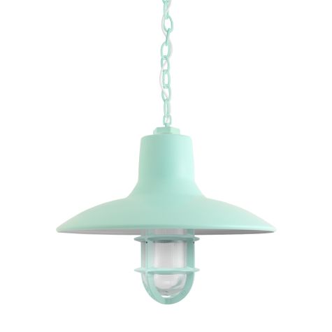 14" Dominion Nautical LED, 370-Mint, TGG-Heavy Duty Cast Guard, RIB-Ribbed Glass, SWH-Standard White Cord