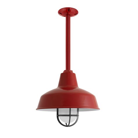 12" Avalon Nautical LED, 400-Barn Red, CGG-Standard Cast Guard, 100-Black, FST-Frosted Glass