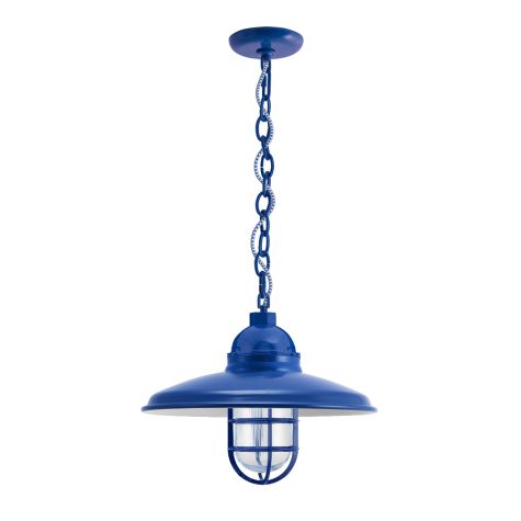 12" Bridgeport LED, 700-Royal Blue, CGG-Standard Cast Guard, RIB-Ribbed Glass, CSUW-Blue & White Cloth Cord
