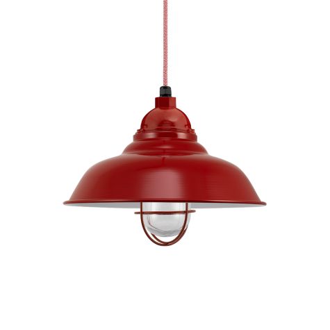 16" Chicago LED, 400-Barn Red, WGG-Wire Guard, RIB-Ribbed Glass, CRZ-Red Chevron Cord