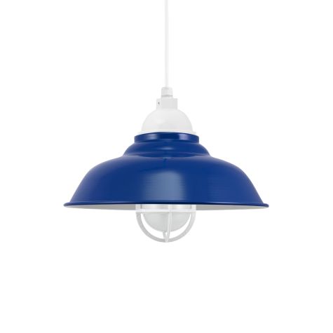 16" Chicago LED, 700-Royal Blue, CGG-Standard Cast Guard, 200-White, FST-Frosted Glass, CSW-White Cloth Cord, Top & Canopy in 200-White