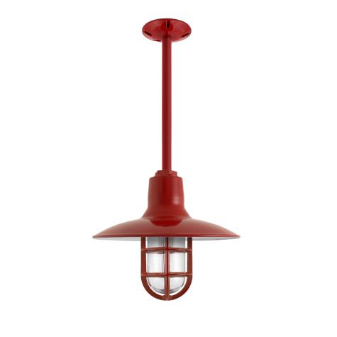 12" Dominion Nautical LED, 400-Barn Red, TGG-Heavy Duty Cast Guard, RIB-Ribbed Glass