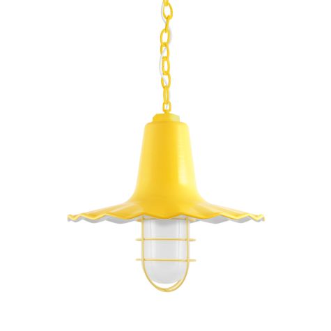 12" Seaside Nautical LED, 500-Buttery Yellow, WGG-Wire Guard, FST-Frosted Glass, CSW-White Cloth Cord