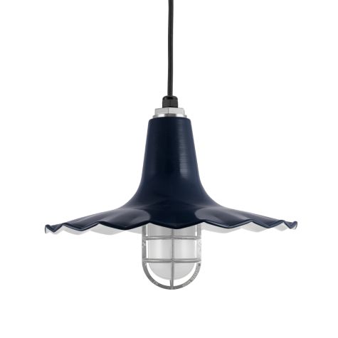 16" Seaside Nautical LED, 705-Navy, CGG-Standard Cast Guard, FST-Frosted Glass, 975-Galvanized, SBK-Standard Black Cord
