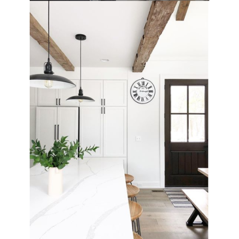 16” Sinclair Spoke Top Pendant Light, 100-Black, Cup with Arms, SBK-Black Cord Hung | Photo Courtesy of KLH Home Design