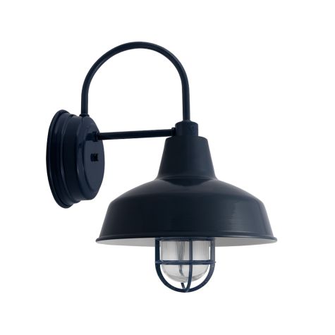 12" Avalon LED Wall Sconce, 705-Navy, CGG-Standard Cast Guard, RIB-Ribbed Glass