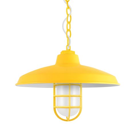 14" Marathon Nautical LED, 500-Buttery Yellow, CGG-Standard Cast Guard, FST-Frosted Glass, CSW-White Cloth Cord