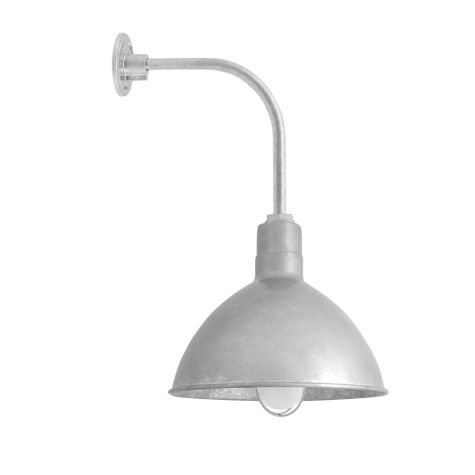 14" Wilcox Nautical LED, 975-Galvanized, WGG-Wire Guard, FST-Frosted Glass, G12 Gooseneck Arm