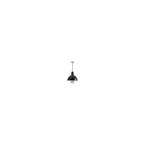 12" Wilcox Nautical LED, 100-Black, CGG-Standard Cast Guard, 490-Magenta, RIB-Ribbed Glass, Mounting in 975-Galvanized
