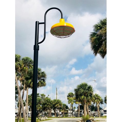 16" Union, 550-Porcelain Yellow, Single Post Mount, Smooth Direct Burial Pole in 100-Black | Photo Courtesy of Titusville Splash Park