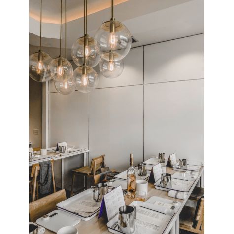 Glass Ball Stem Mount Pendants, Clear Glass, 998-Natural Weathered Brass