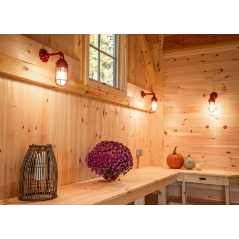 Industrial Guard Sconce, 400-Barn Red, No Shade, CGG-Cast Guard, Clear Glass | Photo Courtesy of Houses and Barns by John Libby and Izzy Bouchard Photography