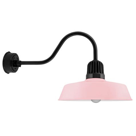 16" Scrimmage, 480-Blush Pink, Heat Sink in 100-Black, G22 Gooseneck Arm in 100-Black, SMK-Smoke Crackle Glass