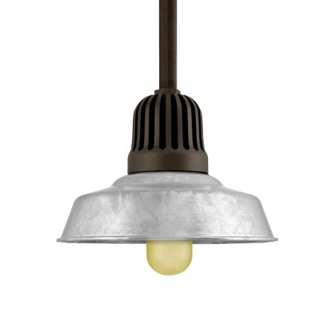 12" Scrimmage, 975-Galvanized, Heat Sink in 615-Oil-Rubbed Bronze, Mounting in 615-Oil-Rubbed Bronze, HCR-Honey Crackle Glass