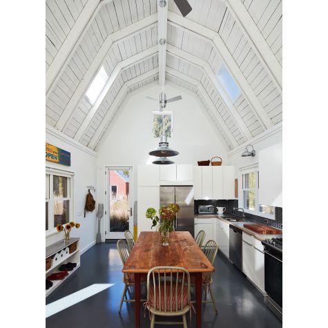 16" Cherokee Pendant, 975-Galvanized, Clear Glass, SWH-White Cloth Cord | Photo Courtesy of von Weise Associates