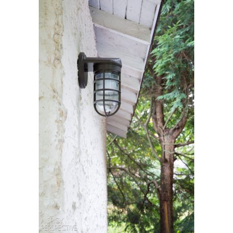 Industrial Static Sconce, 600-Bronze, No Shade, CGG-Cast Guard, RIB-Ribbed Glass