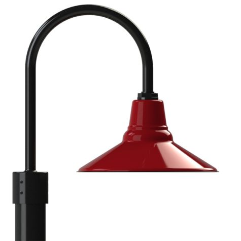 14" Aero LED, 455-Cherry Red, Single Post Mount, 100-Black, Smooth Direct Burial Pole, 100-Black