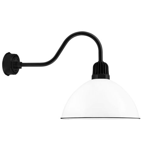 18" Kickoff, 250-Porcelain White, Heat Sink in 150-Black, G22 Gooseneck Arm in 150-Black