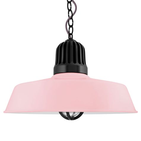 20" Scrimmage, 380-Blush Pink, Heat Sink in 100-Black, Chain in 100-Black, CSBP-Black & Pink Cloth Cord, TGG-Heavy Duty Cast Guard, 100-Black, CLR-Clear Glass